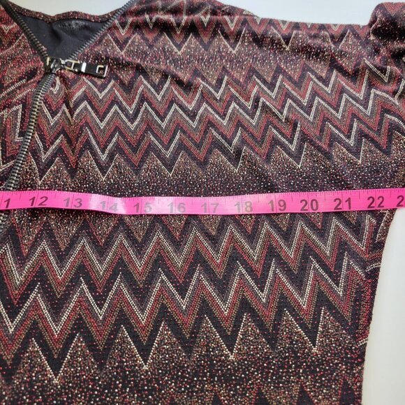 Glitter Red Maroon Zig Zag Print Tunic Top - One Size Fits Most - Picture 8 of 14